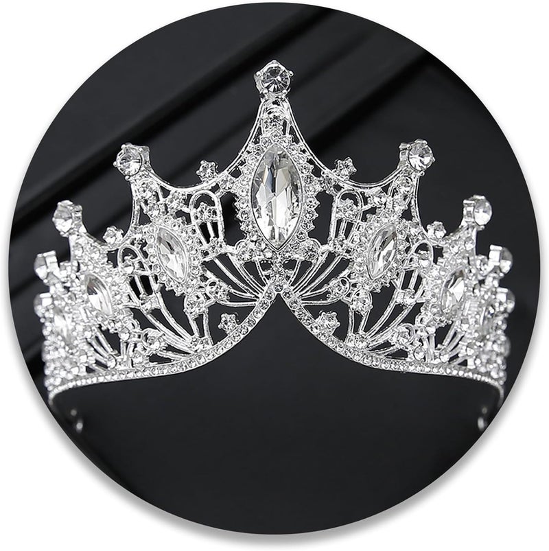 TAROSE Crowns for Women, Queen Crystal Gold Silver Tiaras with White Rhinestone and Combs, Goddess Crown for Wedding Bride Birthday Princess Bridal Shower Hair Accessories for Women - Image 1